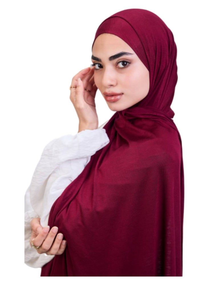 طرحة الجيل القطن الفاخرة ببندانة رباط مريحة - طول 2 متر، عرض 60 سم - ألوان سادة، خامة جيل بيور قطن 100% بدون خياطة. - Image 3